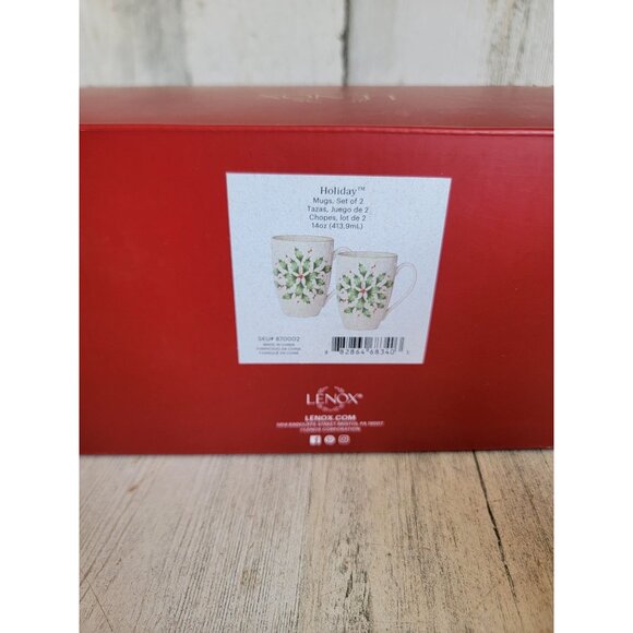 Lenox holiday 14oz mistletoe mug set Xmas home decor - Picture 7 of 7